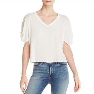 Splendid V-Neck Tee with Designer Sleeves